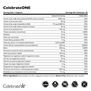 CelebrateONE Bariatric One A Day Πολυβιταμίνη, χωρίς σίδηρο