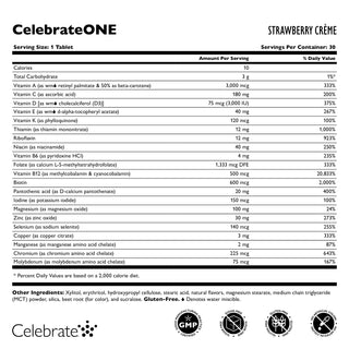 CelebrateONE Once Daily Bariatric Multivitamin χωρίς σίδηρο, μασώμενο