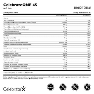 CelebrateONE 45 Μία φορά την ημέρα βαριατρική πολυβιταμίνη με σίδηρο, μασώμενη