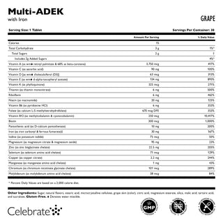 Βιταμίνη Multi-ADEK με 60mg σίδηρο, μασώμενη, Grape