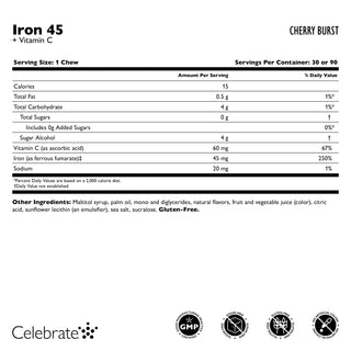 Σίδηρος 45 mg + Βιταμίνη C, Μαλακά μασήματα