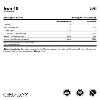 Σίδηρος 45 mg + Μασώμενα Δισκία Βιταμίνης C, Grape 