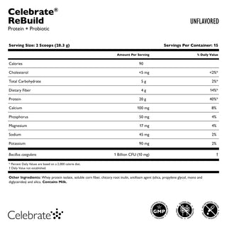 Celebrate® ReBuild Protein + Probiotic, σκόνη