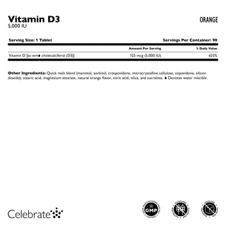 Βιταμίνη D3 125mcg (5.000 IU), Quick-Melt, Orange