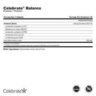 Celebrate® BALANCE προβιοτικό + πρεβιοτικό, κάψουλες