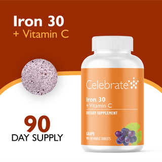 Σίδηρος 30 mg + Βιταμίνη C, Μασώμενο, Grape 
