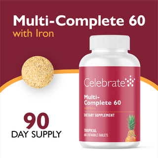 Multi-Complete 60 Βαριατρική πολυβιταμίνη με σίδηρο, μασώμενο, Tropical
